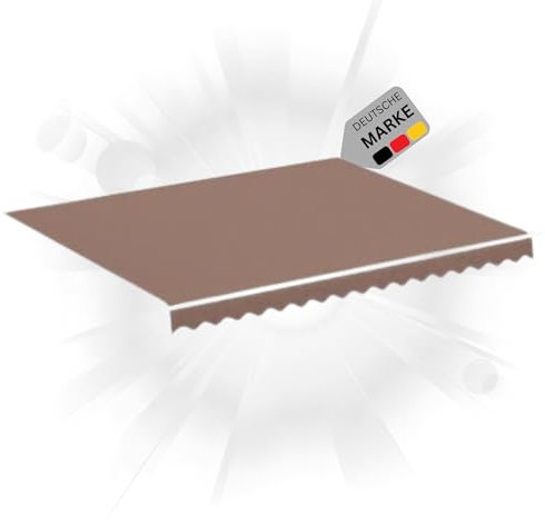DELUKE® Markisenbespannung Markisenstoff Wasserabweisend Reißfest | Braun, für 400x350cm Rahmen | Markise mit Volant Markisen Ersatzstoff Markisentuch Sonnenschutz Markisenzubehör
