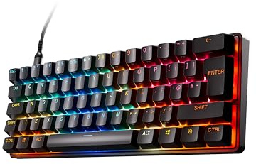 SteelSeries Apex Pro Mini Gen 3 Interruptores OmniPoint 3.0 - Accionamiento Ajustable - Rapid Trigger - Preajustes - Modo protección - Rapid Tap/SOCD - RGB - Teclas PBT - USB-C - Diseño UK QWERTY