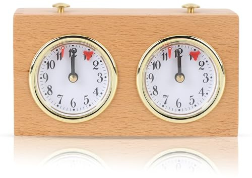Reloj Ajedrez Madera De Pino, Mecánico Clásico, Sin Batería, Fácil Uso - Ecológico, Duradero, Ideal para Competición y Juegos De Mesa