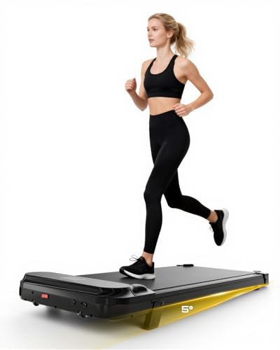 Fitvect Walking Pad löpband för hemmet, hopfällbart, Walking Pad upp till 120 kg och 8 km/h med 5 % lutning, trippelkontroll (fjärrkontroll/handtag) – inkl. sportmatta, perfekt som löpband