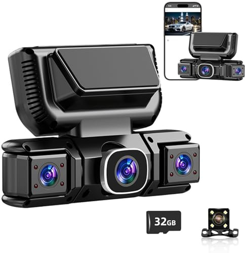 360° bil DVR WiFi 4 kanaler videoinspelare, 360° heltäckande skydd — kör med förtroende, bekymmersfri inspelning, 4-kanals 360° instrumentkamera, fordon allmänt – 3 kameror + 32G-kort