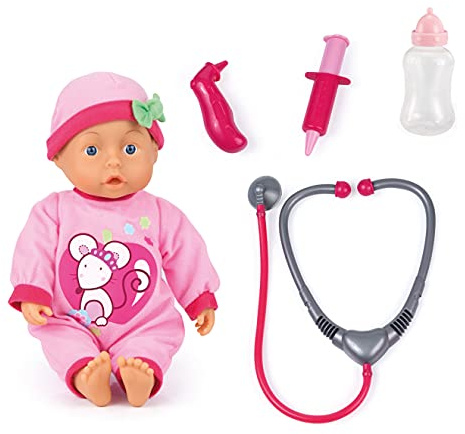 Bayer Design Babydocka Doktor Baby, mjuk kropp, pratar, flaska | tillbehör för läkare