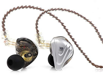 LINSOUL KZ ZSX 5BA+1DD 6 Treiber Hybrid In-Ear HiFi-Kopfhörer mit zinklegierter Frontplatte und 0,75 mm, 2-Pin abnehmbarem Kabel für Audiophile Musiker (Ohne Mic, Schwarz)