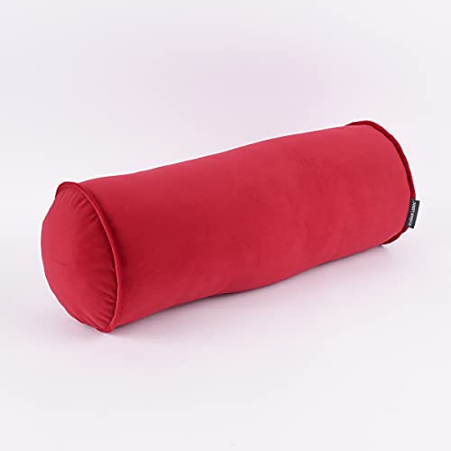 SCHÖNER LEBEN. Nackenrolle aus Samt mit Kederumrandung und Reißverschluss rot 20x55cm