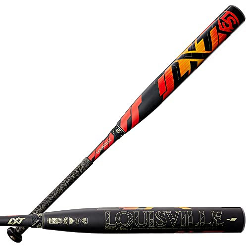 Louisville Slugger Unisex-Erwachsene FP LXT (-9) Fastpitch Softballschläger, Schwarz/Rot/Orange, 34/25 oz