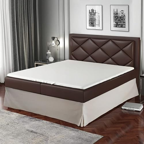 Cache-Sommier 180x200 Beige – 4 Jupes de 30 cm pour Lit 180 x 200 avec Sommier – Couvre Sommier 180x200 – Fabriqué en Europe – Protège Sommier 180 x 200 – Housse Sommier 180x200 – Dessus de Sommier