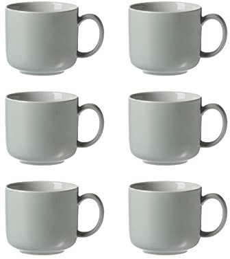 Ritzenhoff & Breker Kaffeetassen Jasper, Mint, 6er Set, 240 ml, Teetassen & Milchkaffeetassen aus Steinzeug, Soft-Touch-Haptik & Mattglasur