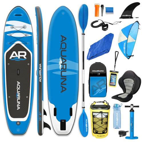 Aquaruna Inflatable Stand Up Paddleboard SUP Inflatable Paddle board with Seat & Accessories Bundle Ultra-Durable Military Grade PVC + Repair Kit