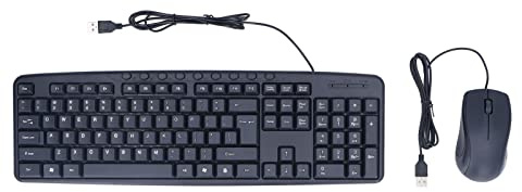 Combo de ratón con Teclado con Cable 113 Teclas Teclado con Cable 1000DPI Ratón óptico con Cable USB Plug and Play Soporte Plegable Compatible PC Laptop Negro
