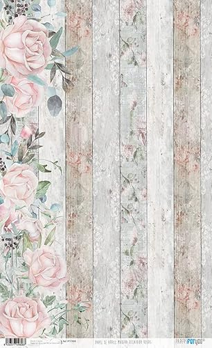 Papers For You Papel de Arroz 54x33 cm 25-30 gr. (Madera Decapada Rosas)