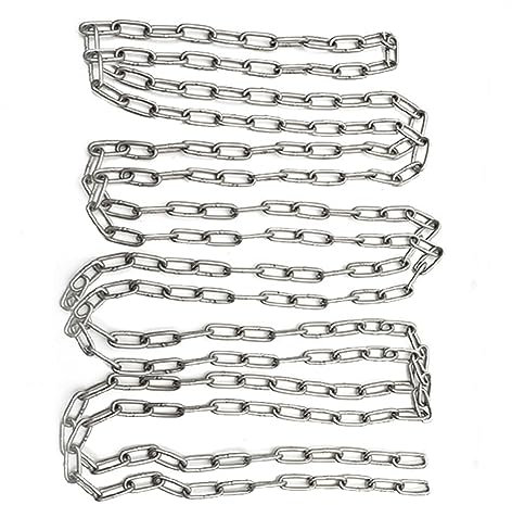 KAIISSA Chaîne en Acier Inoxydable 304 Solide et Robuste Avec Maillons Soudés en Acier pour clôture, Promenade et Chaîne de Chien, Chaîne De Séchage, Charge Maximale de 60KG, 2,5 mm - 6 Mètre