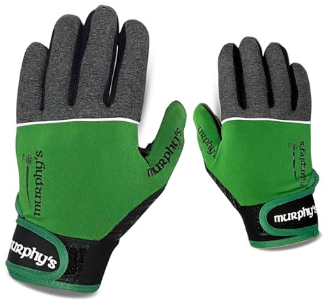 Murphys V2 gaeliska fotbollshandskar, premium latex fältspelare vantar, hållbar krok och ögla stängning, grå och röd, 4/under 8 år