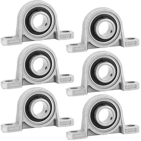 WIYETY 6 stycken kullager lagerbock: Stålager set stående lagerlager stålager flänslager zinklegering lagerbck 20 mm zinklegering våglager för axel maskin våg husförvaring (silver)