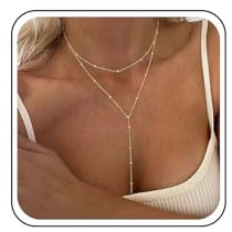 TseenYi Geschichtet Y Lariat Halskette Gold Perlen Kette Lariat Halskette Satelliten Kette Y Tropfen Halskette Lange Kette Y Form Halskette Schichtung Perlen Kette Tropfen Halsketten Schmuck