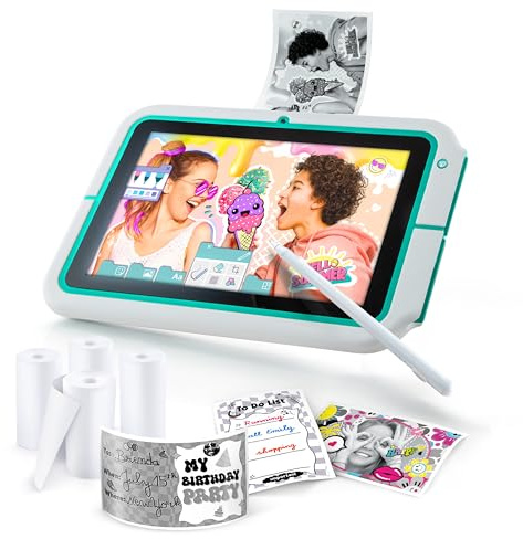 Canal Toys - Pad Creator Tablette Créative 6-en-1 à Impression Instantanée sans Encre – Écran Tactile 8” + Stylet – Photo, Vidéo, Dessin, Journal Secret – 3 Rouleaux Papier + USB-C – 8+ Ans -CLK 023