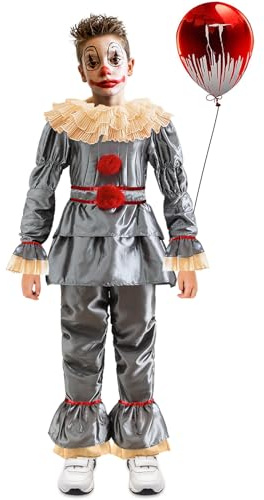 DUOLAM Halloween Clown Pennywise Costume: Children's Horror Clown Costume Set, Horror Movie Killer Pennywise Cosplay Costume Outfit, Fancy Dress Clothing Role Play for Halloween Carnival Party Horror