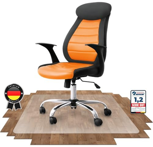 SCHUTZ-FUX Bodenschutzmatte - Robuste Bürostuhlunterlage für Hartböden, rutschfest und Einfach zu Reinigen, Verschiedene Größen - Made in Germany (90x120cm)