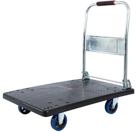 K IKIDO Chariot de transport pliable à plateforme avec poignée - Aide au transport avec revêtement antidérapant - Capacité de charge de 300 kg - Grande plateforme