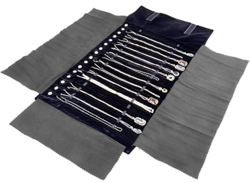Zghhc Bolsa Enrollable De Terciopelo para Joyería, Organizador De Collares con Colgante Portátil, Soporte para Exhibición De Pulsera, Bolsa De Almacenamiento, Estuche Organizador De Joyería De Viaje