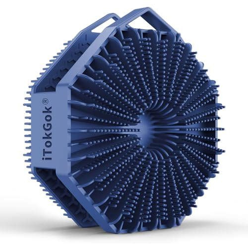 iTOKGOK® 2-in-1 Silver-Infused Silicone Body Scrubber, Double-Sided Design Body Brush Body Scrubber Exfoliating Body Brushes for Sensitive Skin for Showering, Silicone Loofah - Blue