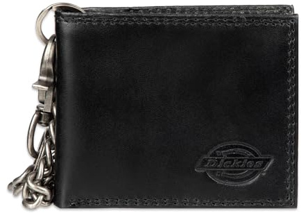 Dickies Mens RFID Everyday Leather Bifold Chain Wallet Black