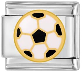Fotbollsträning rostfritt stål 9 mm italiensk länkberlock kompatibel med nomineringsarmband för kvinnor män unisex mode emalj fotboll spel uttalande armband tillbehör smycken gåvor för fans, 9