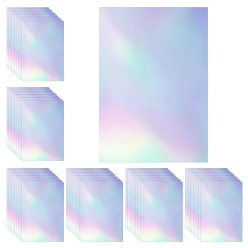 NJTHNTJR 60 hojas laminadas holográficas de papel adhesivo holográfico transparente, película laminada de vinilo de 11.7 x 8.3 pulgadas, tamaño A4