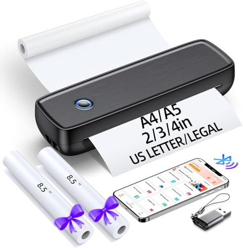 Portable Printers Wireless for-Travel, Inkless Printer Mini Bluetooth Small Printers Support 8.5 X 11 US Letter Legal, A4, A5 Size for Office, Home, Compatible with iOS, Android&Laptop (Large)