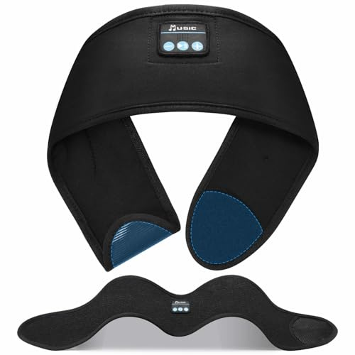 Casque de sommeil réglable avec haut-parleurs ultra fins Bluetooth pour dormeurs sur le côté, yoga, course à pied, entraînement, voyage