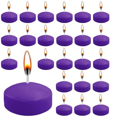ZITUZY 24 candele galleggianti viola, 5 cm, senza profumo, per piscina di nozze, vasca da bagno di San Valentino, cena, decorazione natalizia (viola)