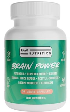 Brain Power Caffeine Free Focusing Supplements – 60 Capsules with CDP Choline Bacopa Monnieri 150:1 & Artichoke Extract, B12 Ginseng, Nootropic for Memory, Focus, Concentration & Mental Clarity
