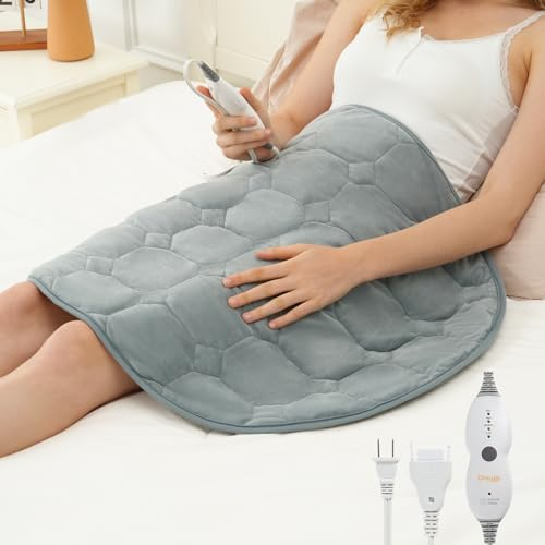 Drewin Weighted Heating Pad for Relax and Calm, Velvet-Soft 7 lbs Electric Lap Blanket for Neck Shoulders Back, Washable Warm Weighted Lap Blanket with 4 Heating Levels, 24 x 29, Grey