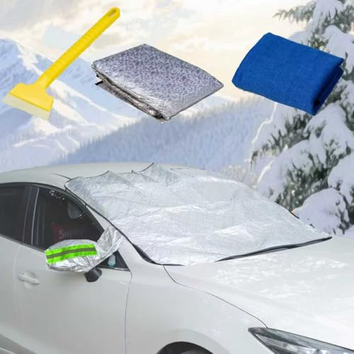 Protege Pare Brise Givre, Couverture Pare Brise Voiture, 9 magnétique, Contre Les Rayons UV et la Chaleur Anti Givre Neige Glace, Universelle pour Voitures, SUV et Berlines, 183 x 116cm (Vert)