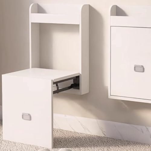 Taburete Plegable de Pared for cambiarse los Zapatos, Silla Plegable, Taburete sólido for la Entrada, Ahorra Espacio, Asiento de Pared Oculto(Weiß)
