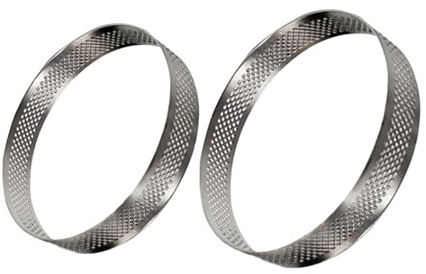 STOBAZA Aros Redondos Perforados para Mousse de Acero Inoxidable 2 Piezas 20 CM y 18 CM Molde para Tartas y Postres Horneados Anillos Metálicos para Repostería Profesional y Uso