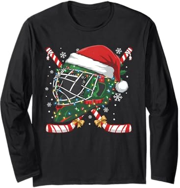 Casco da Hockey su Ghiaccio di Babbo Natale, per Uomini, Ragazzi, Ragazzi e Adolescenti Maglia a Manica