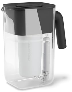 Culligan with ZeroWater Technology 10-Cup Water Filter Pitcher – Includes 5-Stage Advanced Water Filter, IAPMO Certified to Reduce Lead, Total PFAS, Mercury, Fluoride, and Chlorine - Matte Black