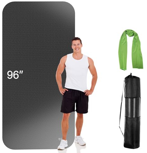 Tapis d'Exercice Extra Large -244 x 76 x0.6 cm,Antidérapant,Ultra Durable,Tapis de Gym épais pour Pilates,Aérobic,Tapis de yoga,Tapis de Gym Haute Densité