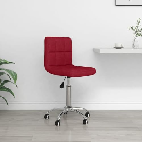 kithwjll Chaise de bureau pivotante en tissu bordeaux avec vérin à gaz réglable en hauteur et roulettes Chaise de bureau ergonomique avec dossier et accoudoirs pour bureau à domicile et lieu de