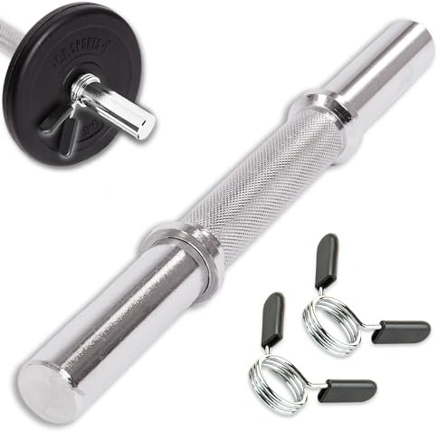 C.P. Sports Hantelstange kurz 30 mm Hantelscheiben Aufnahme mit und ohne Gewinde - Länge: 35 cm Kurzhantelstange inkl. Hantelverschluß Gewicht 2,25kg, verchromt & gerändelt (1. Stück glatt)