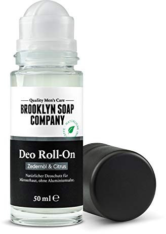 Natürliche Männerpflege: Deodorant (50 ml) Naturkosmetik der BROOKLYN SOAP COMPANY der Deo Roll-on für den modernen Mann frei von Aluminium frischender, holziger & belebender Duft