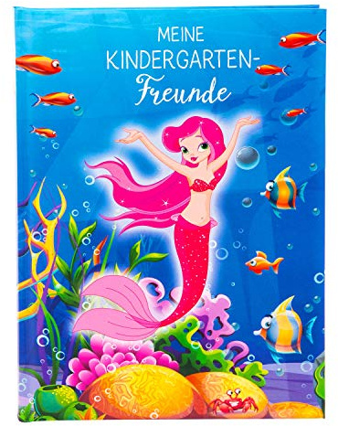 goldbuch 43270 Kita Freundebuch Meerjungfrau, DIN A5, Freundschaftsbuch zum Ausfüllen, Erinnerungsbuch an Freunde, Notizbuch mit 84 illustrierte Seiten, Einband mit Kunstdruck, ca. 15 x 21 x 1,5 cm