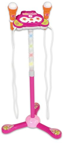 BONTEMPI - Twinstage Mic Doppel-Mikrofon für die Bühne mit MP3-Anschluss für beeindruckende Auftritte Rosa 360x360x890 mm