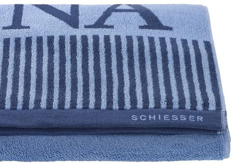 Schiesser Frottier Saunatuch Rom | garngefärbt, weich, saugstark | 100% Baumwolle | Oeko-Tex Zertifiziert | 75x200 cm | Hellblau