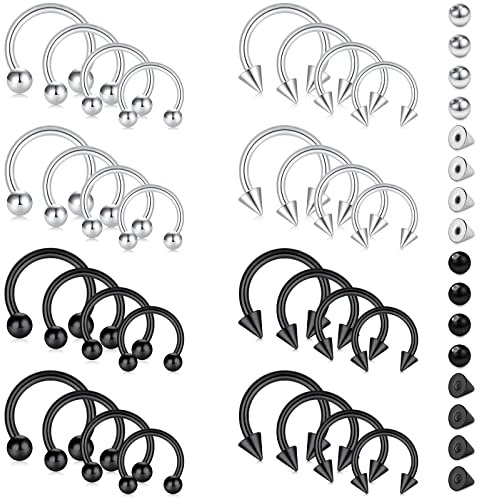 D.Bella 14G Horseshoe Rings Surgical Steel Nose Septum Horseshoe Hoop Earring Eyebrow Tragus Lip Rings Daith Helix Piercing Jewelry for Women Men 6-12mm Smily Piercing Jewelry