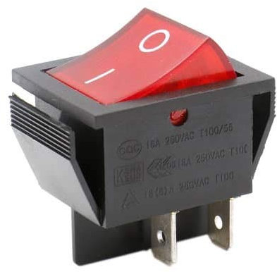 AUTOZOCO Interruptor Basculante DPST ON/OFF 4 pin, Interruptor Basculante DPST de Encendido y Apagado, Interruptor de Encendido/Apagado de Dos polos y Cuatro Terminales, 250 V - 16A, PVC, Luz Roja
