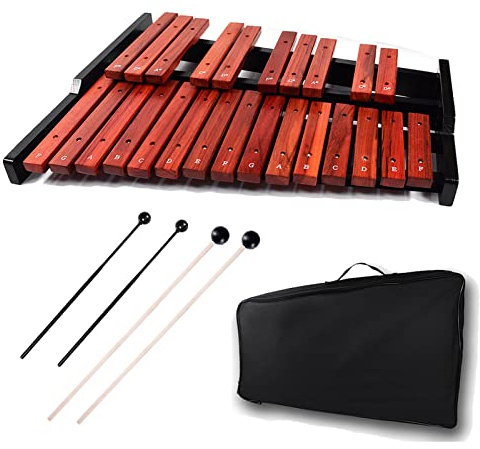 TNZMART 25 Note Xylofon träglockenspiel xylofon med klubba professionellt slagverk instrument (xylofon)
