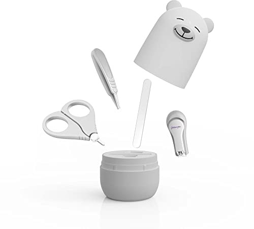 Baby Nail Clippers Set, Baby Nail Kit with Cute Case, Infant Manicure and Pedicure Health Grooming Care Can for Newborn, Kids and New Parents As Shower Gifts (White)