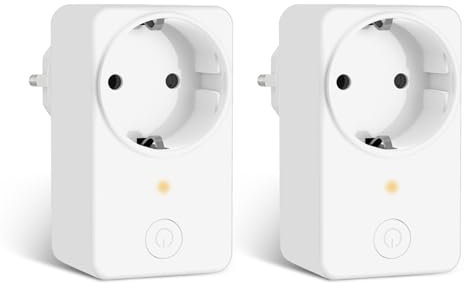 LoraTap Enchufe Inteligente WiFi 16A 3680W, Medidor de Consumo de Energía, Smart Plug, Control Remoto por Voz App Móvil Compatible con Alexa Enchufe Schuko 2 Pezzi