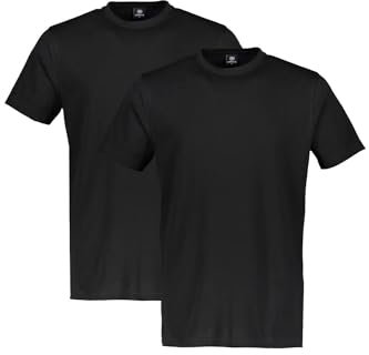 LERROS - Herren Rundhals Doppelpack Tshirt, Regular Fit, (2003014), Größe:XL, Farbe:Black (290)